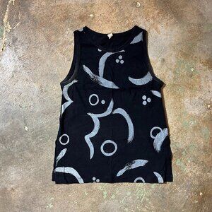 Cute Casual Sleeveless Jersey Shirt Brushstroke Print Indie Brand